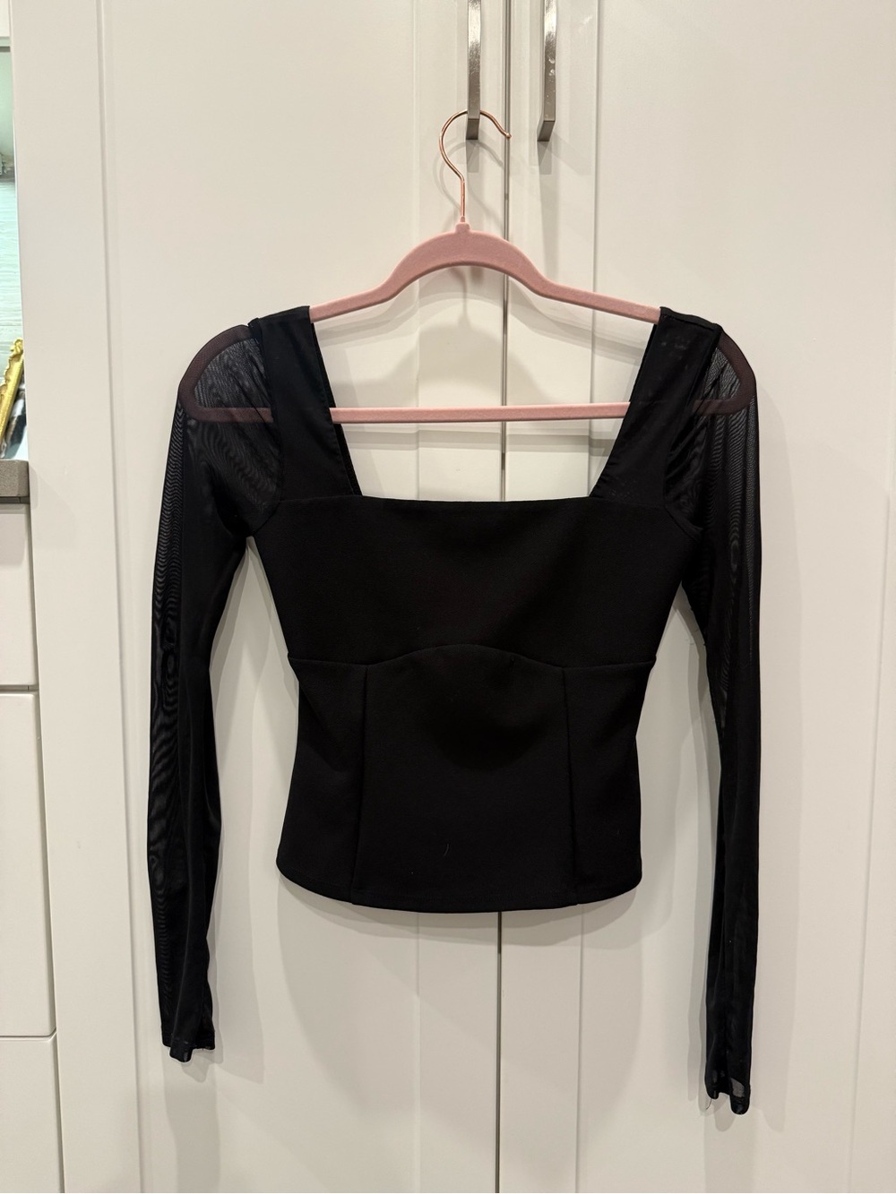 Abercrombie Black Mesh Sleeve Top